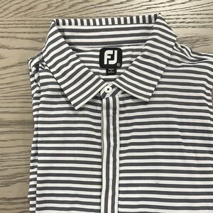 FootJoy Gray and White Polo Shirt Classic Stripes